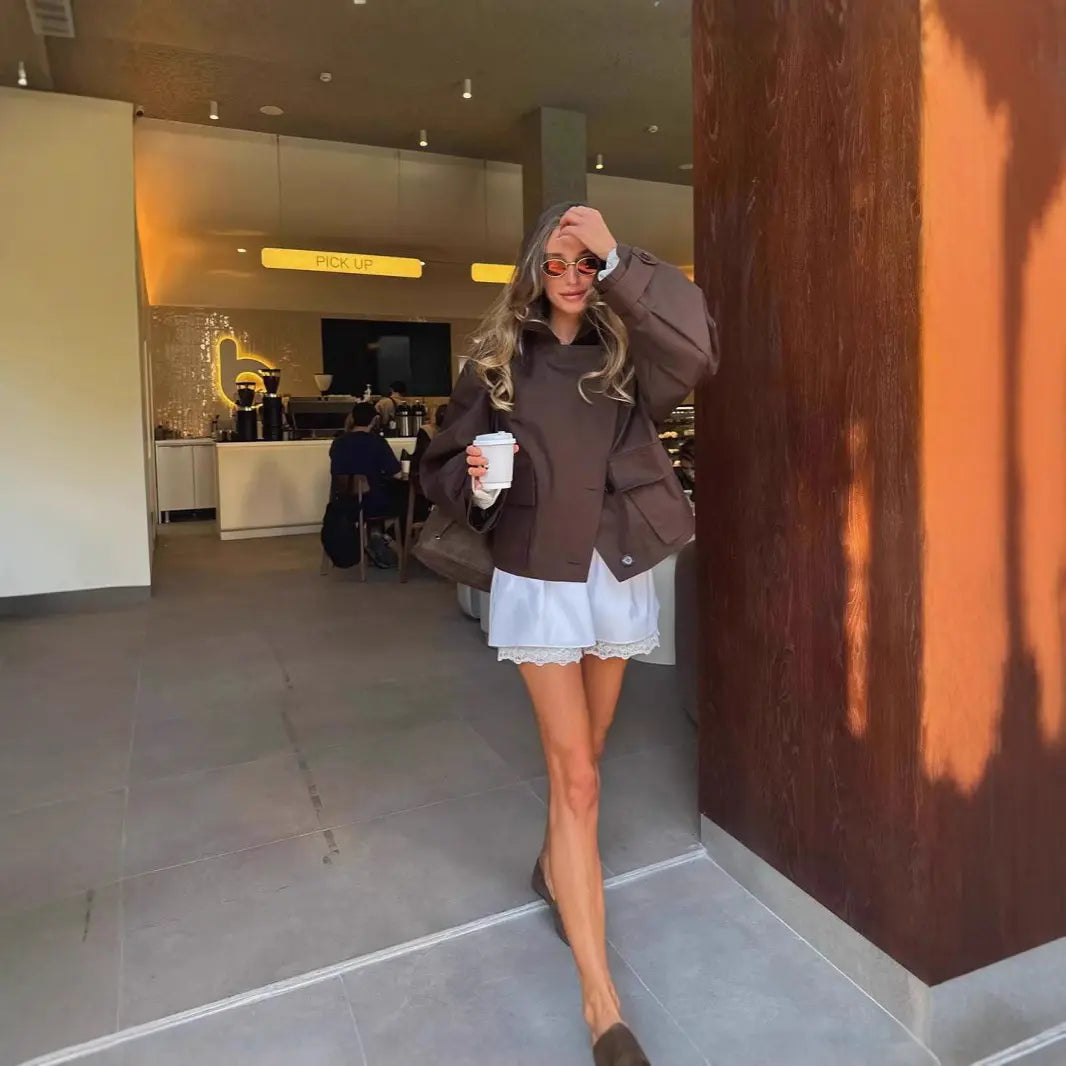 Veste marron oversize femme pour un look chic et tendance SecretBombe